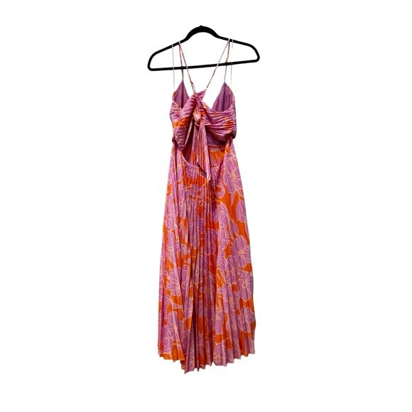 ASTR The Label Women's Orange Purple Floral Blythe Floral Midi Dress Size M NWT - Picture 4 of 13